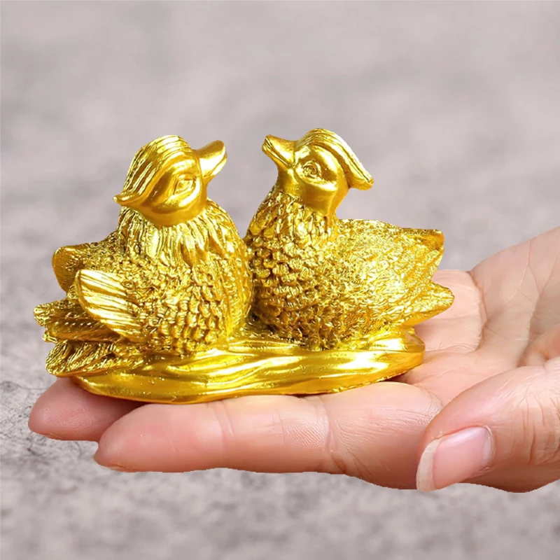 הזהב חיבה עמוקה ברווז המאהב פסל פסל פנג שואי מזל מנדרין קישוטים קישוט המשרד הביתי עיצוב מתנות לחתונה