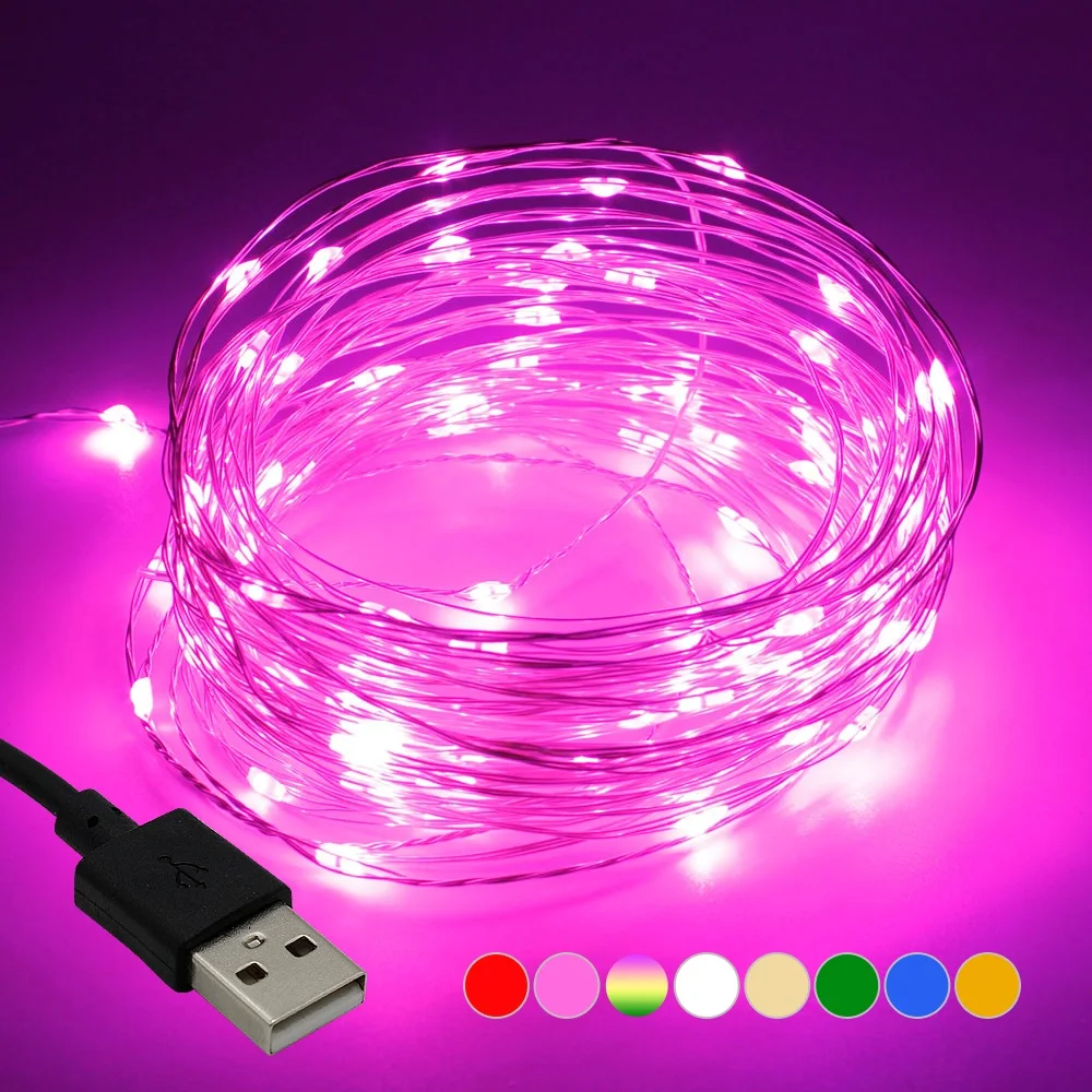 10M 33ft LED מחרוזת אור USB חוטי נחושת גרלנד פיות DIY תאורה לחג המולד מסיבת חתונה, חג, קישוט