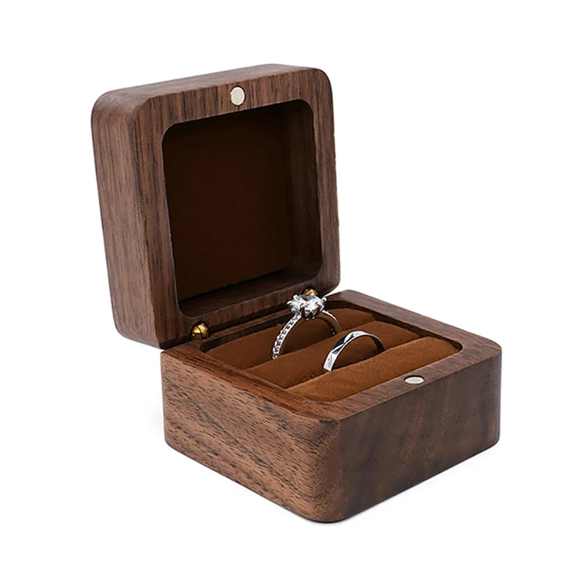 עץ מלא מיני קופסא תכשיטי רטרו שרשרת עגילים, טבעת, תכשיטים, תיבת אחסון ארגונית ידידותי לסביבה