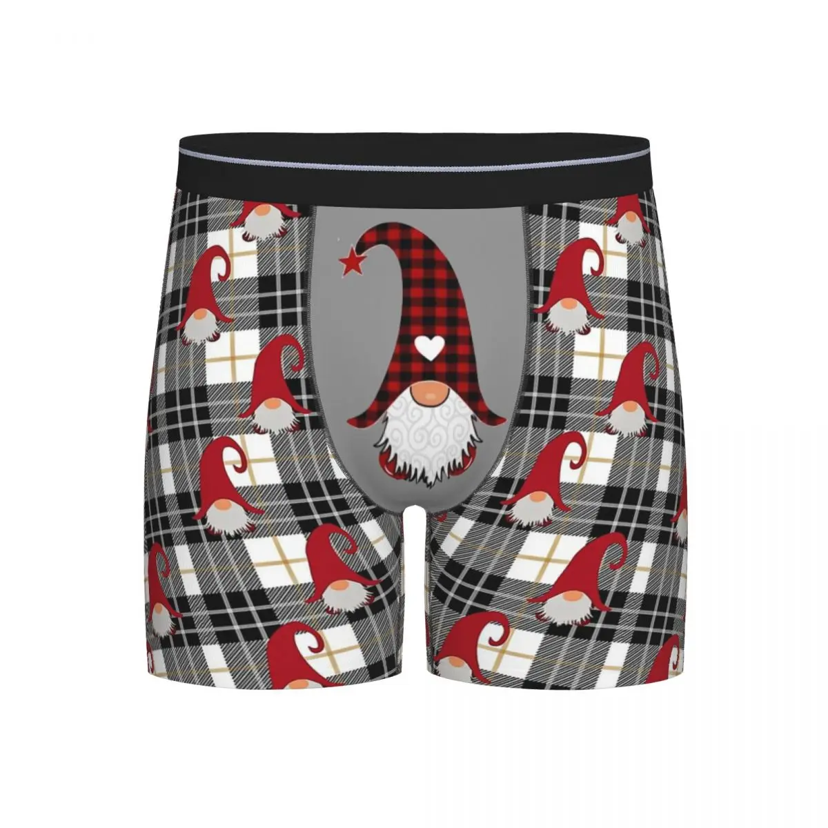 חג שמח Mens תחתונים Gnome גרביים עם באפלו משובץ הדפס מכנסי בוקסר זכר לנשימה, תחתוני מותג תחתוני בוקסר