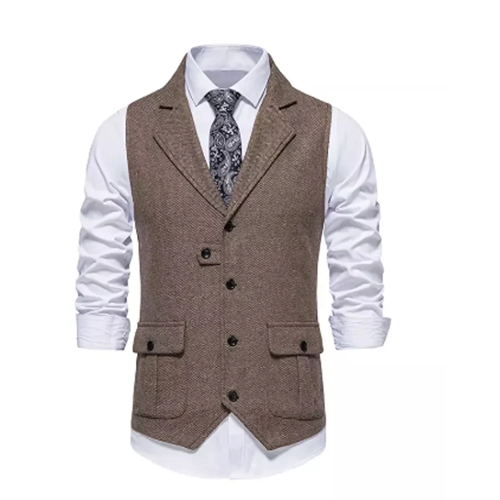 גברים חליפה וסט אחת עם חזה כפתור עם כיס גוף רזה עם אופי מתאים לאירועים רשמיים עסקים ללבוש.