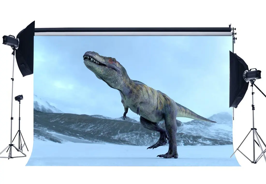 דינוזאור רקע תקופת היורה טבע נוף שלג כבד בחורף הפלאות מהאגדות צילום רקע