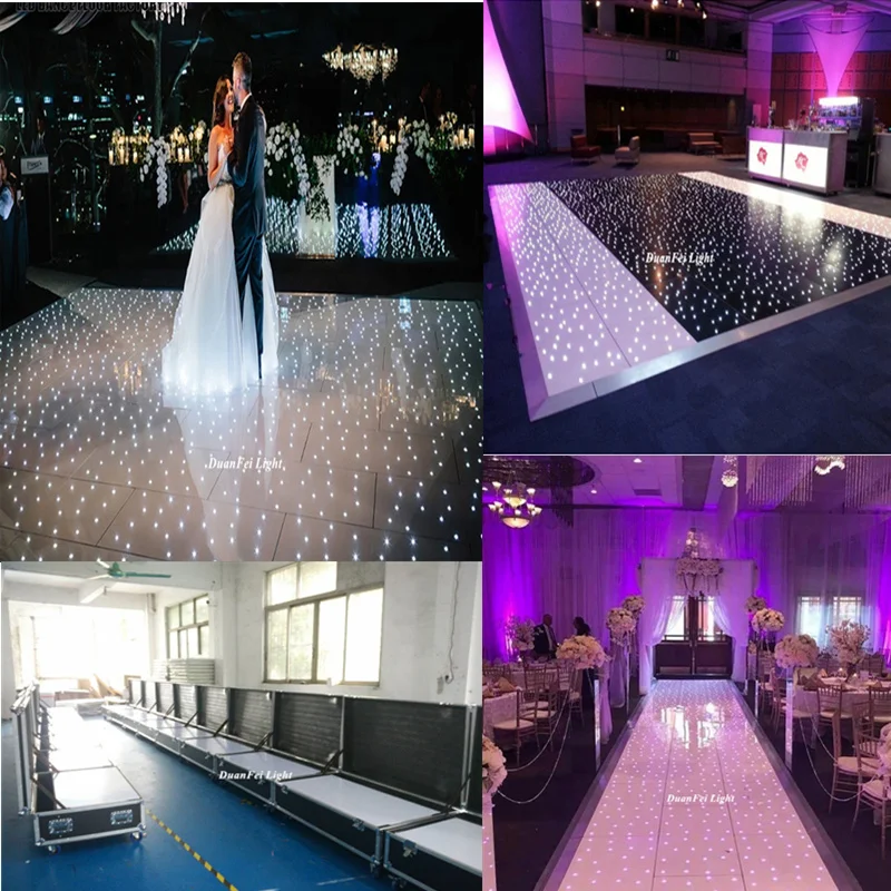 עם Flycase אריזה 10ftx10ft Starlite האורות המנצנצים הריקודים אור לבן אקריליק LED הריקודים מסיבת החתונה.