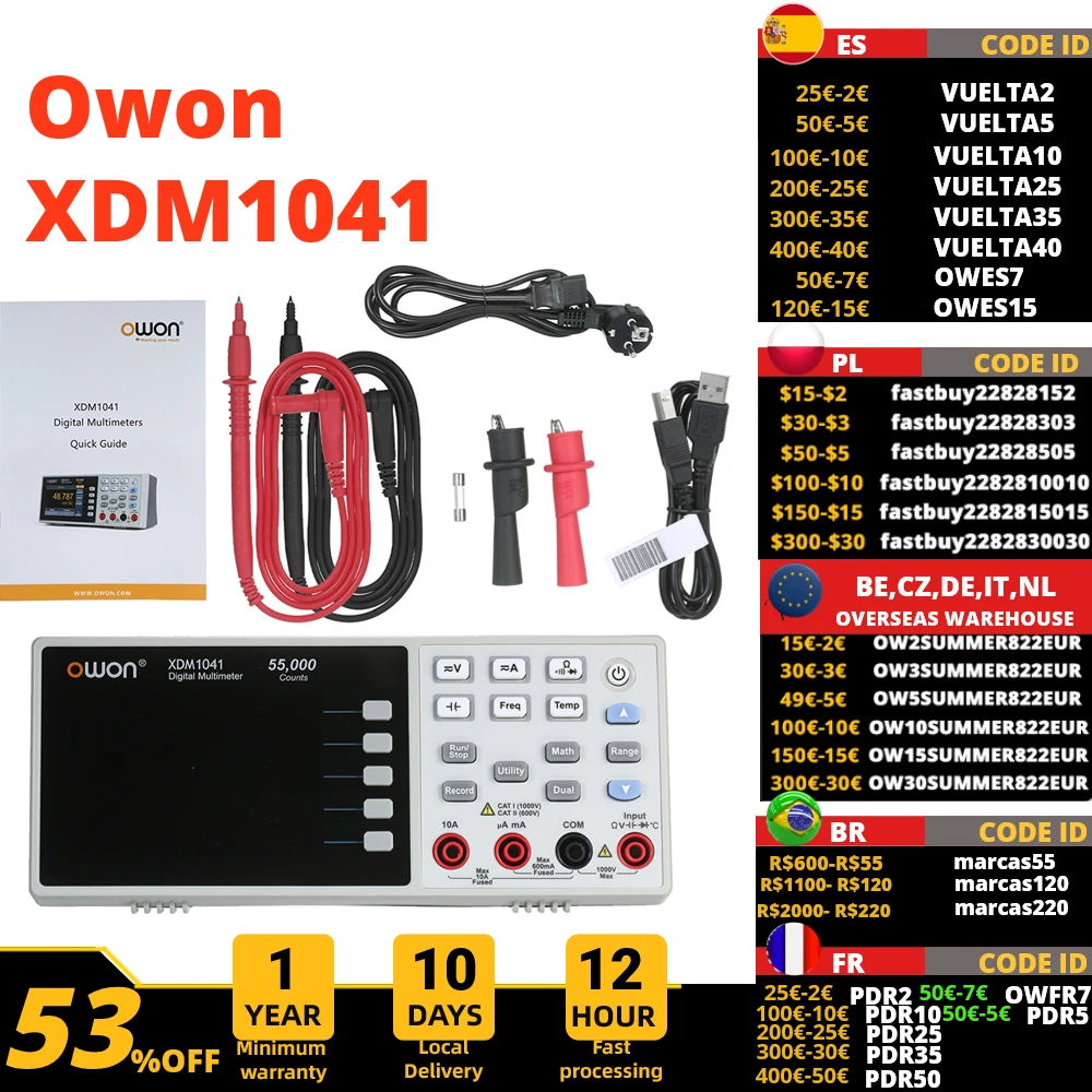 Owon XDM1041 USB/RS232 דיגיטלי מודד 55000 נחשב דיוק גבוה אוניברסלי שולחן העבודה Multimeters מטר עם 3.5 אינץ מסך LCD