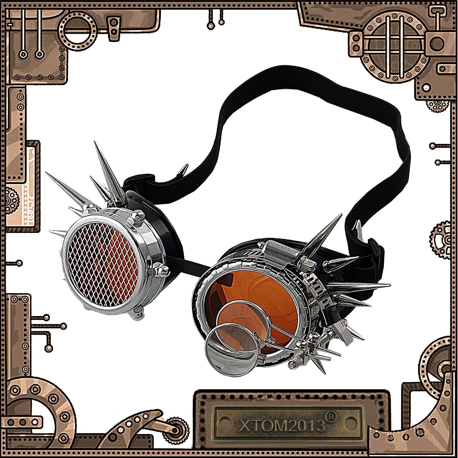 מתכת מסמרת Studds משקפי Steampunk גותי משקפי שמש Cosplay מסיבת משקפיים אדום