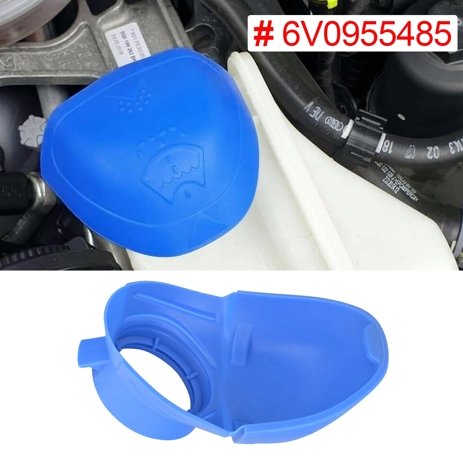 6V0955485 6V0 955 485 מגב נוזל שטיפה מאגר מיכל הבקבוק לכסות כובע המכסה פלסטיק כחול עבור פולקסווגן אאודי
