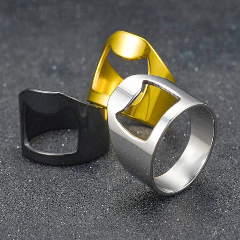 חולץ פקקים טיטניום פלדת טבעת ייחודית פותחן בקבוקי בירה נייד טבעת אצבע בעיצוב צנצנות המכסה מסיר נירוסטה למטבח