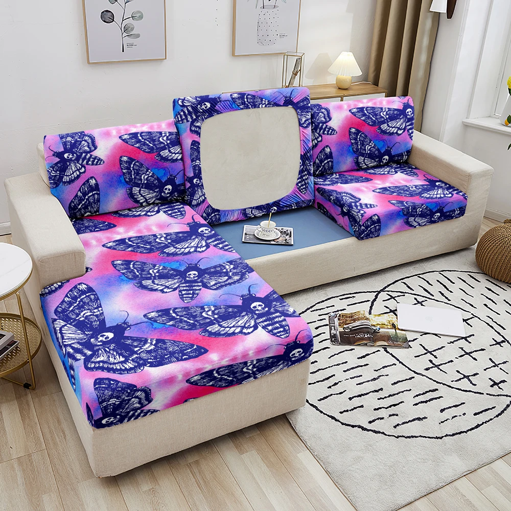 תבנית גולגולת ספה כרית מושב כיסוי פרפר פרחוני הדפסה הספה כיסוי אלסטי החלקה ספה לכיסוי מגן 1/2/3/4 מושב