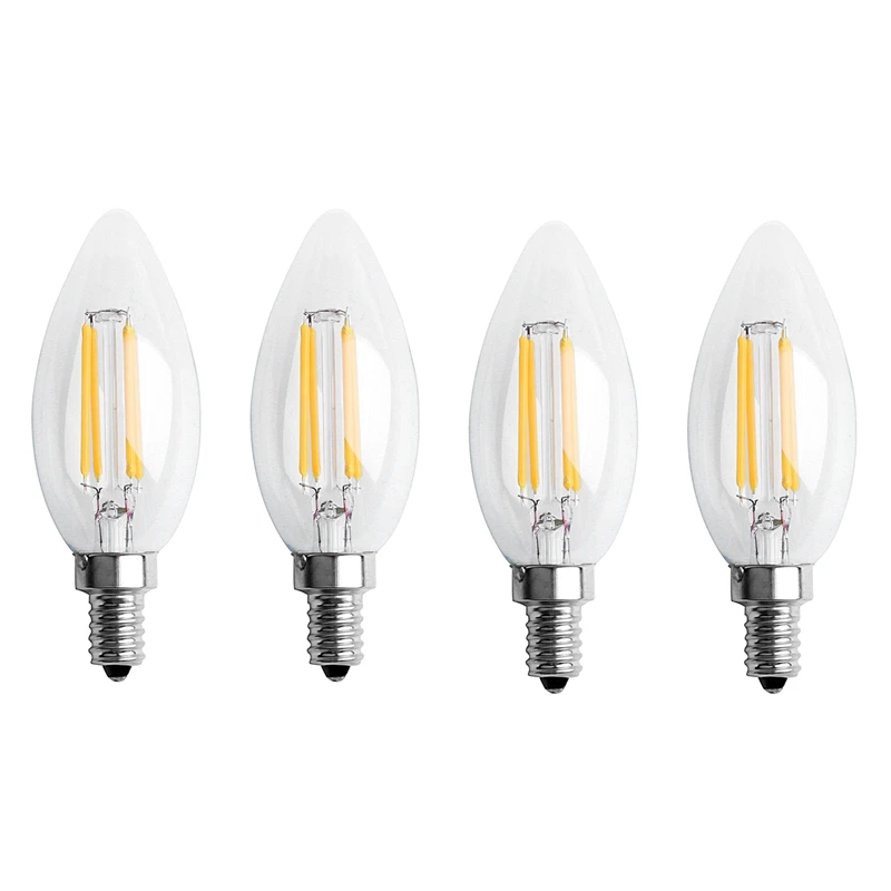 4X Dimmable E12 4W קלח הנר הלהבה נימה הנורה LED מנורת 10X3.5Cm