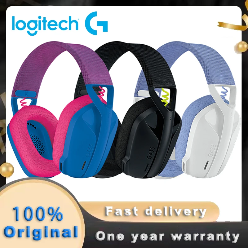 Logitech G435 Bluetooth Wireless Gaming Headset 7.1 סראונד תואם משחקים ומוסיקה מיקרופון מובנה באוזניות