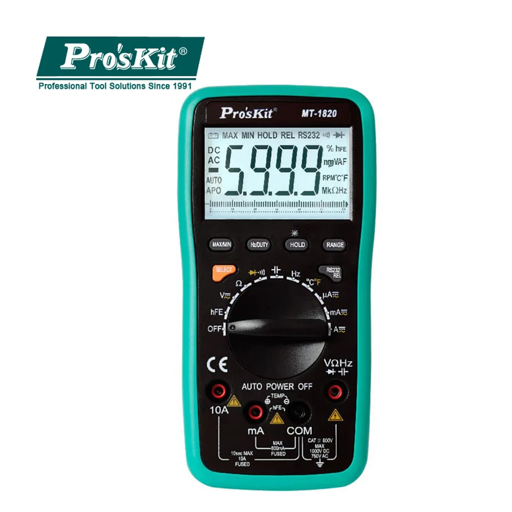 Pro'sKit הר-1820 דיגיטלי משולב דיגיטלי מודד דיוק גבוה חשמל ביתיים תיקון USB אנטי-שריפת Multimeter