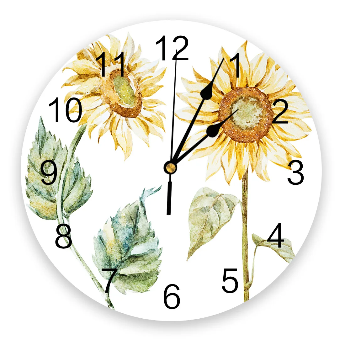 חמניות בצבעי מים השעון בסלון עיצוב הבית העגול הגדול שעון קיר אילם קוורץ שעון של שולחן חדר שינה קישוט קיר שעון