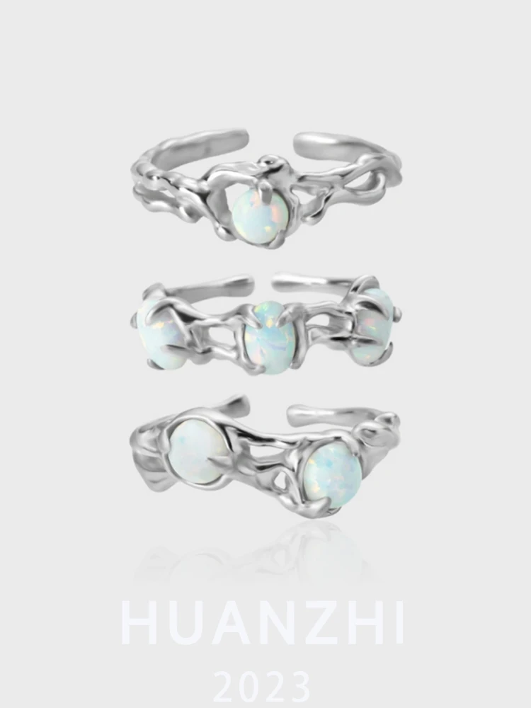 לא סדיר נפש אבן אופל פתיחת מינימליסטי-גיאומטרי טבעות עיצוב פשוט עבור יוניסקס טבעת אצבע מסיבת תכשיטים מתנות 2023