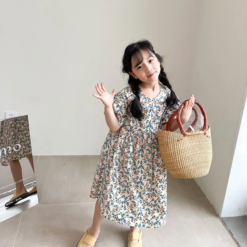 בנות מזדמן שמלות קוריאנית רך נוח יפה יפה תוססת מקרית פשוטה אופנה חופשי חדש ומתוק דפוס הדפסה אמנותית