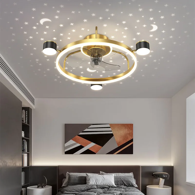 Led מודרנית מאוורר תקרה עם שלט רחוק המנורה אוורור ציוד השינה, הסלון קישוט הבית מנורה.