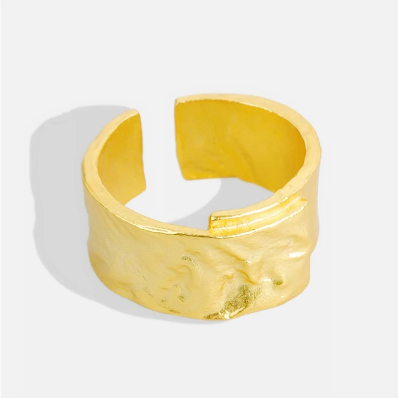 חריג מהמורה רטרו רוק דפוס צבע כסף Resizable פתיחת טבעת תכשיטי יוקרה לנשים