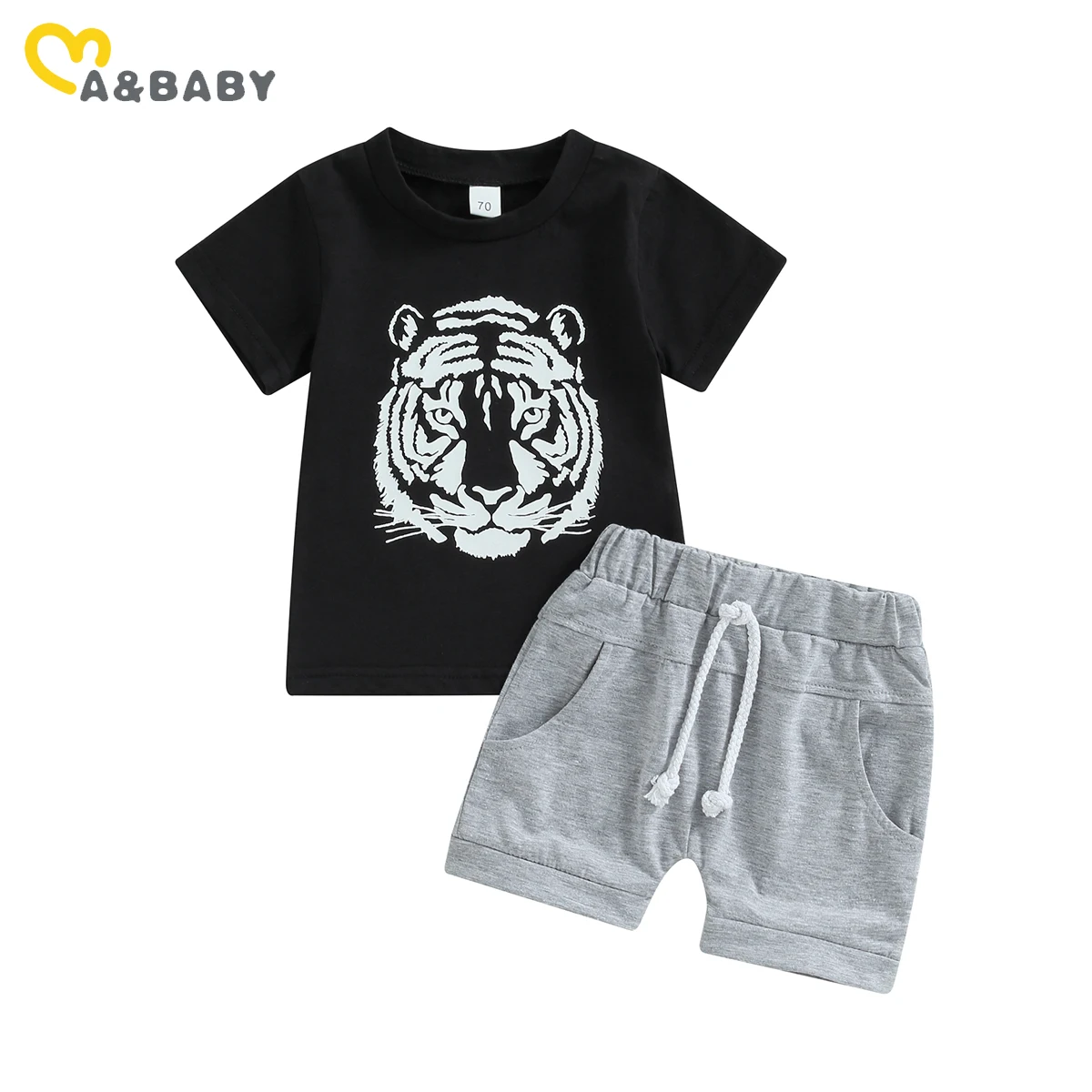 אמא&baby 0-24M הרך הנולד התינוק בנים בגדים מגדיר בעלי חיים להדפיס חולצה מכנסיים אופנה הפעוט תלבושות בגדי הקיץ