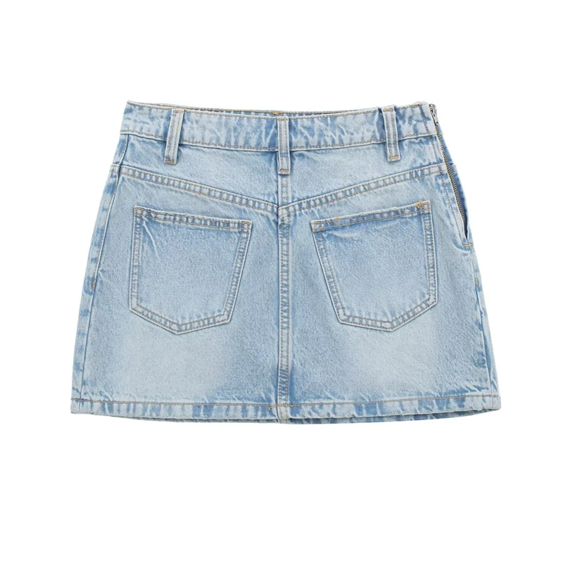 הקיץ החדש פשוט אופנה סלים גבוהה המותניים מיני ג 'ינס תיק היפ חצאית כל-התאמת חצאית ג' ינס