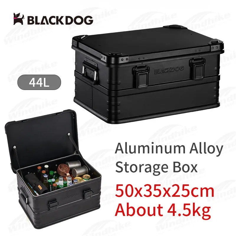 Naturehike כלב שחור 44L סגסוגת אלומיניום תיבת אחסון חיצוני קמפינג נייד קיבולת גדולה שולחן ושונות אחסון מזוודות