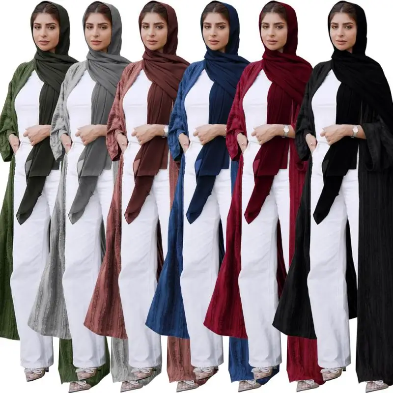 המוסלמים נשים פס פתח חזית עם שרוולים ארוך Abaya אופנה דובאי, טורקיה פאטאל מסיבת קרדיגן מקסי שמלה שמלות חופשי החלוק Kaftan