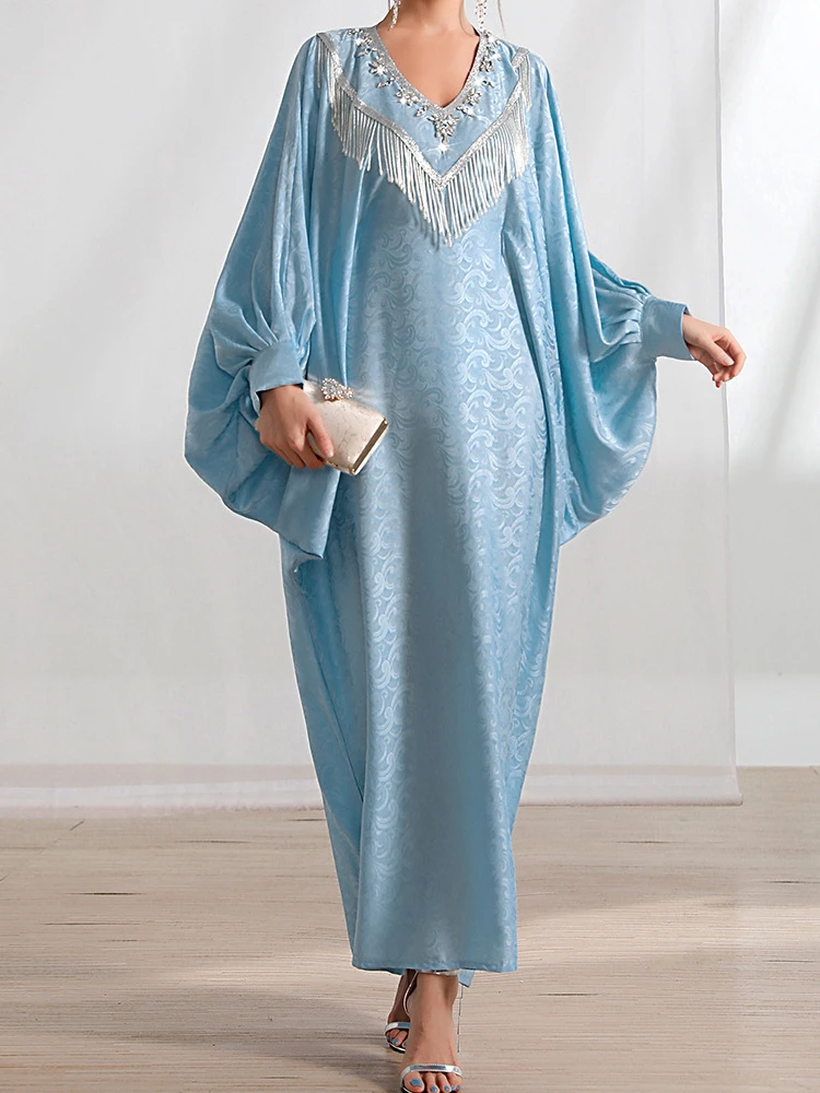 רמדאן מרוקו Kaftan המפלגה המוסלמית השמלה נשים דובאי Abaya ציצית קריסטל טורקיה ערב שמלות ארוכות רמדאן עיד בגדים