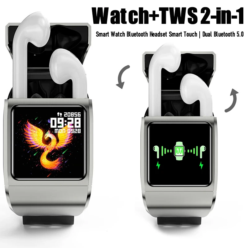 שעון חכם גברים עם אלחוטית TWS אוזניות 2 1MP3 המוזיקה של נשים שעונים כושר להתקשר GPS Tracker לפקח על קצב הלב לישון
