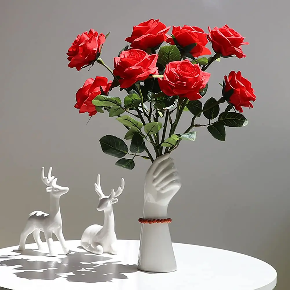 יצירתי קישוט הבית הלבן אגרטל קרמיקה יד פרח, אגרטל דקורטיבי הידרופוני אגרטל פרחי