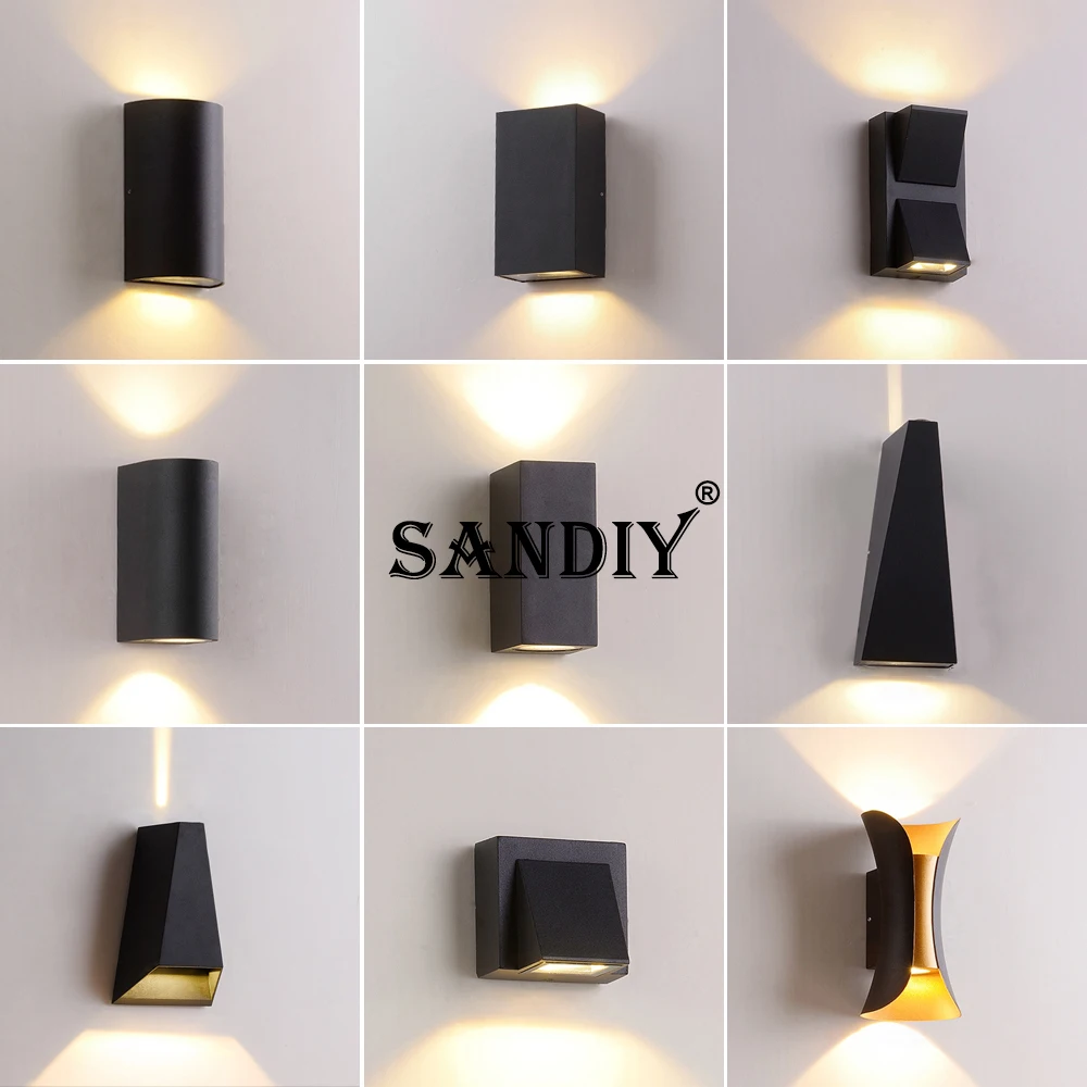 SANDIY חיצוני LED גן מנורת קיר אפ אור על עיצוב הבית החיצוני פטיו-מרפסת המוסך השער מרפסת שלב אטימות IP65