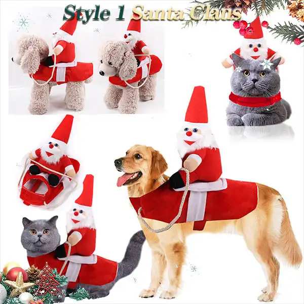 Pousbo® חג המולד כלב Cosplay בגדים לחיות מחמד חתולים כלבים החורף הצ ' יוואווה לפוג תחפושת פלנל חמים אייל חגיגי מעיל גור אביזרים