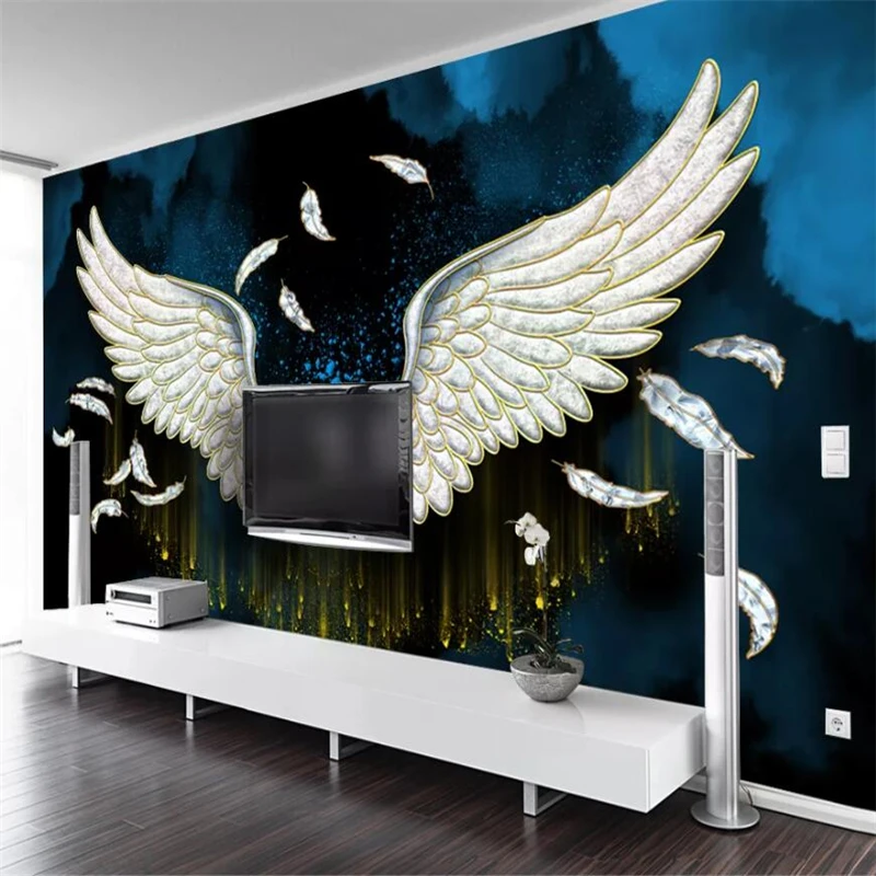 wellyu אישית קיר גדול צייר עם אירופה אמייל כנפיים קריסטל, פורצלן ציור בסלון ספה רקע קיר