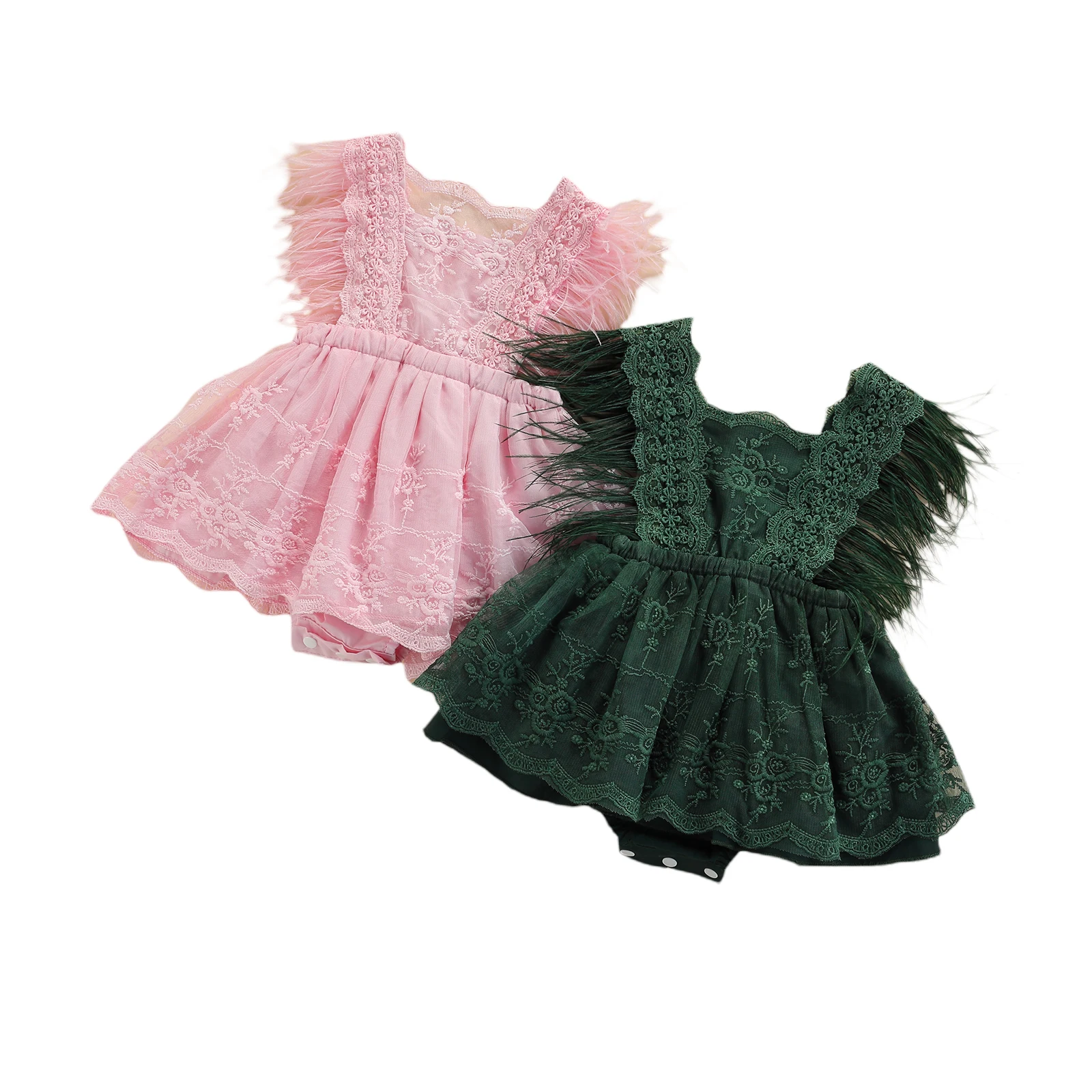 Citgeett הקיץ תינוק בייבי בנות שרוולים בגד פרחוני תחרה מוצק ציצית חליפת חצאית השמלה בגדים