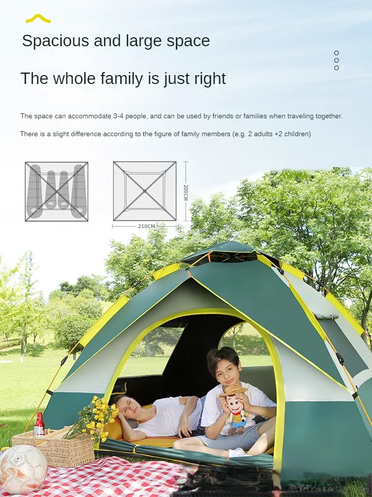 אוהל נייד פיקניק חיצוני קמפינג אוהל 2-3 אדם אוטומטי אוהל פתיחה מהירה דיג האולטרה קמפינג אוהל