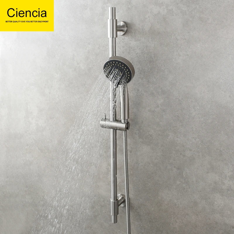 עסק מסובך ראש מקלחת בעל 5 פונקציה מקלחת פס שקף מוכן, כף יד ראש מקלחת עם הצינור,יד מקלחת עם הקיר