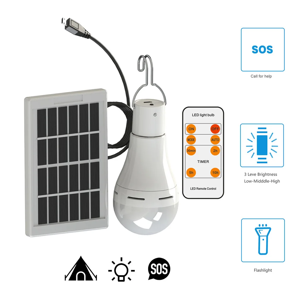 נייד COB LED מנורה סולרית נטענת USB אנרגיה סולארית אור פנל חירום מופעל הנורה חוצות קמפינג אוהל דיג