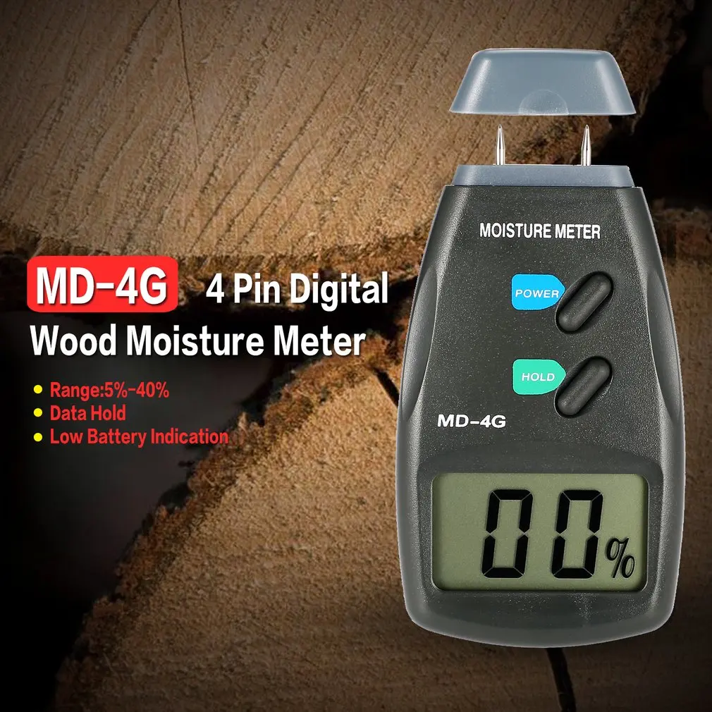 MD-4G 4 סיכות דיגיטלי LCD עץ לחות מד לחות מנתח לחות עץ לח בודק גלאי עץ צפיפות הבוחן