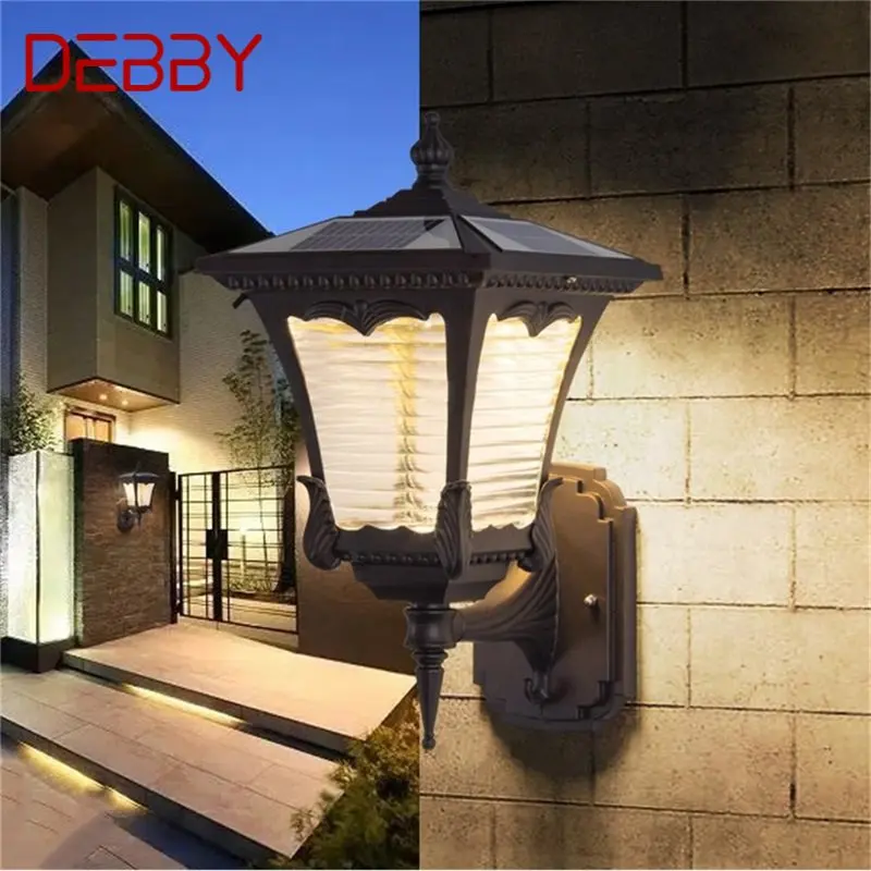 דבי קיר חיצוני-תאורה סולארית מודרני עמיד למים LED פטיו מנורת קיר של מרפסת מרפסת חצר וילה במעבר