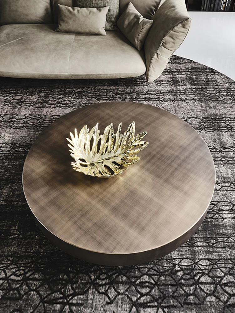 איטלקי מינימליסטי נירוסטה שולחן קפה פשוטה מודרנית אור יוקרה בסלון יצירתי גודל עגול שולחן קפה גובה