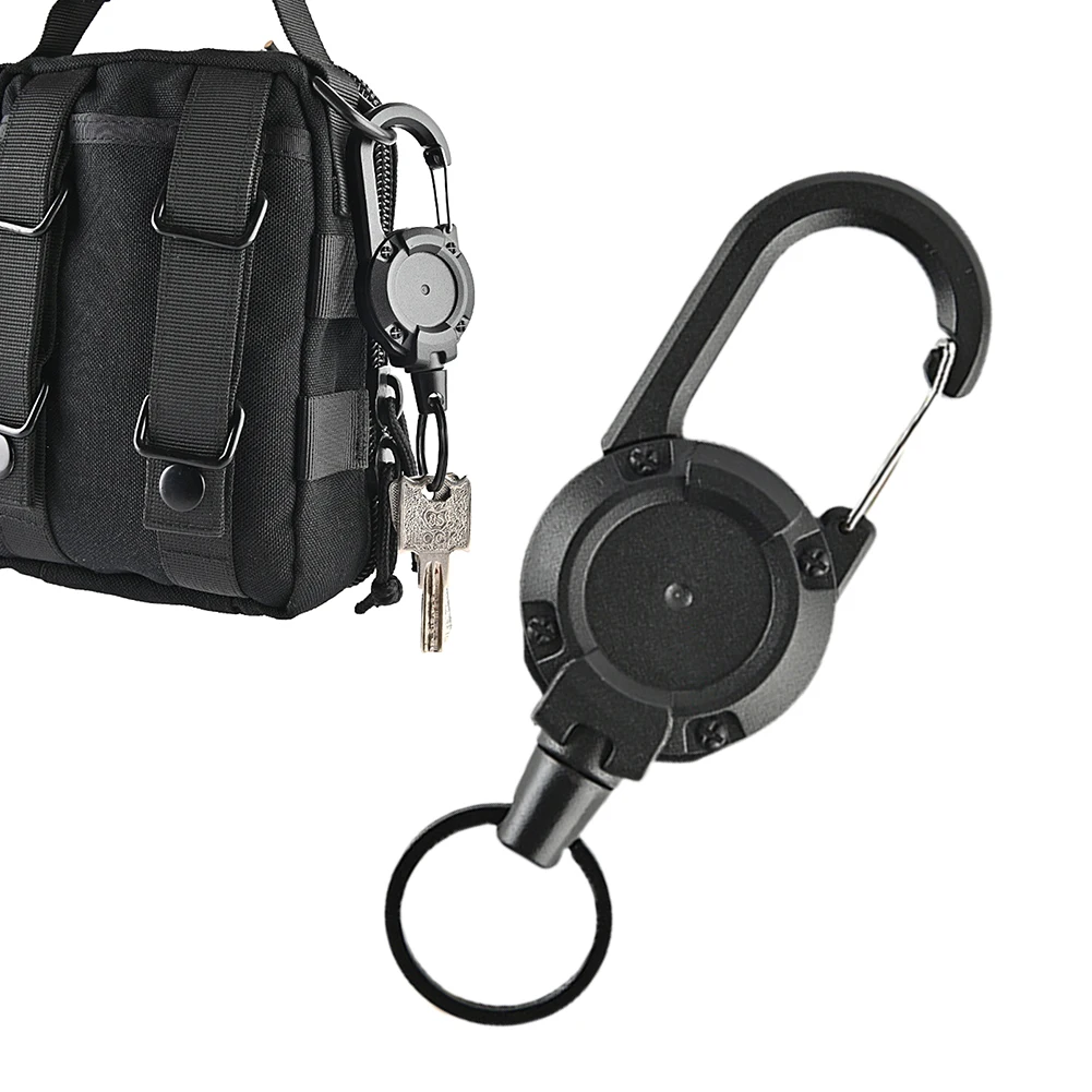 קמפינג המתקפל מחזיק מפתחות מחזיק מפתחות בטיחות הגליל Carabiner תרמיל אבזם חגורת המותניים קליפ אנטי-אבוד אבזם מסתובב