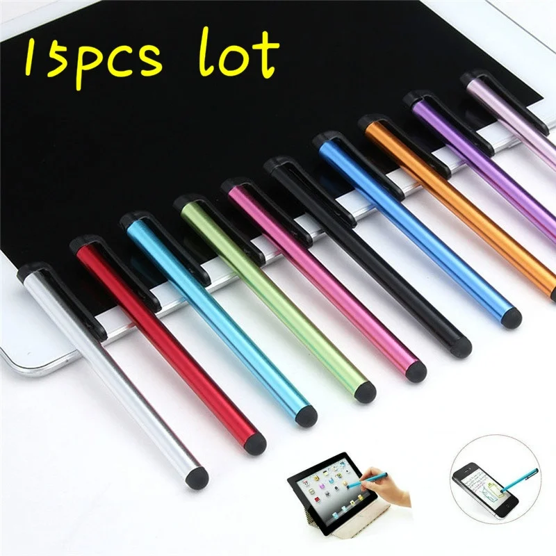 15pcs / Lot מסך מגע קיבולי עפרונות על מסך מגע עבור IPad Mini ומכשירי הסלולר Accessery (צבע אקראי)