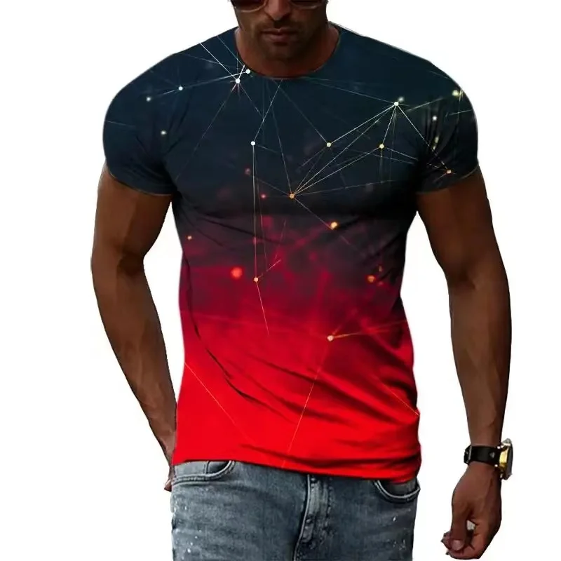אופנה הקיץ אבסטרקט רב-ממדי גרפי חולצות T לגברים מזדמן 3D הדפסה Harajuku אישיות צוואר עגול שרוול קצר