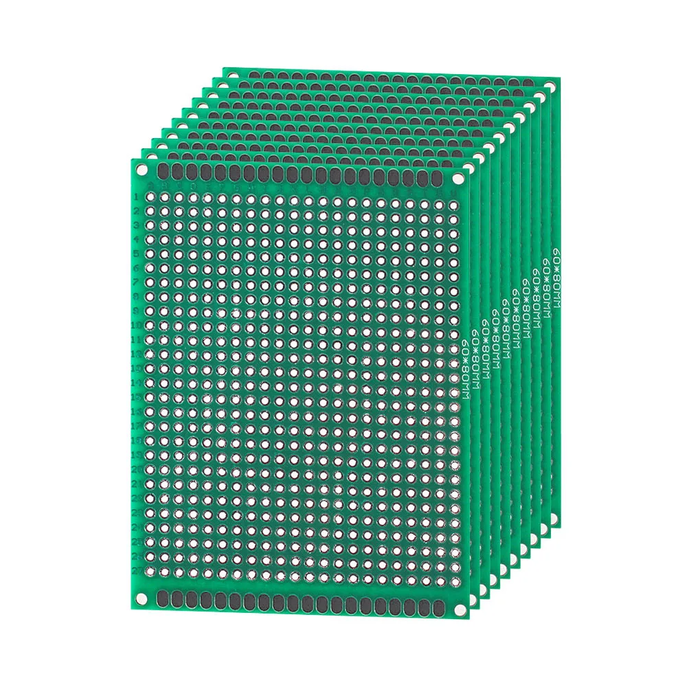 10PCS 6*8CM דו צדדית Pcb לוח ירוק DIY טיפוס Pcb אוניברסלי לוח מעגלים מודפסים