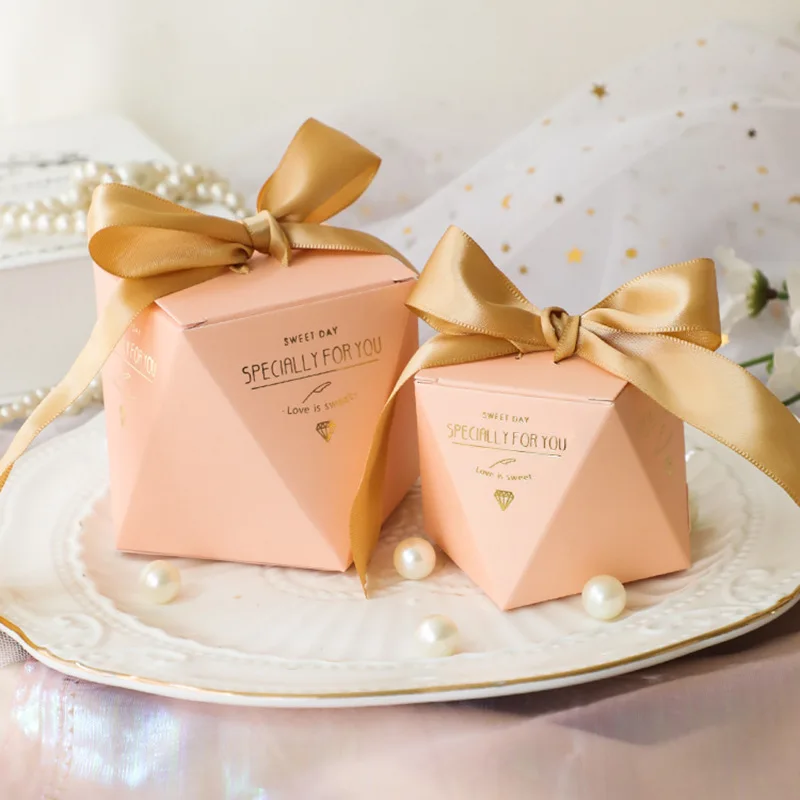 50pcs בצורת יהלום מיוחד בשבילך החתונה טובות ממתקים, קופסאות שוקולד עם סרט חג המולד תינוק מקלחת אריזת קופסא מתנה