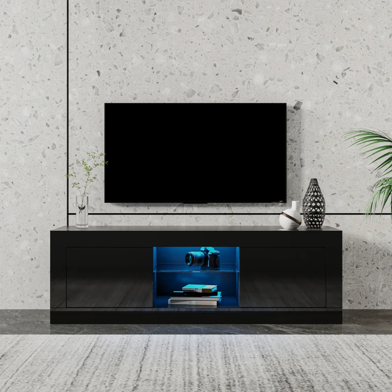 שחור טלוויזיה ארון עם צבע שינוי אור הרצועה, מתאים לסלון, חדר שינה, וכו'