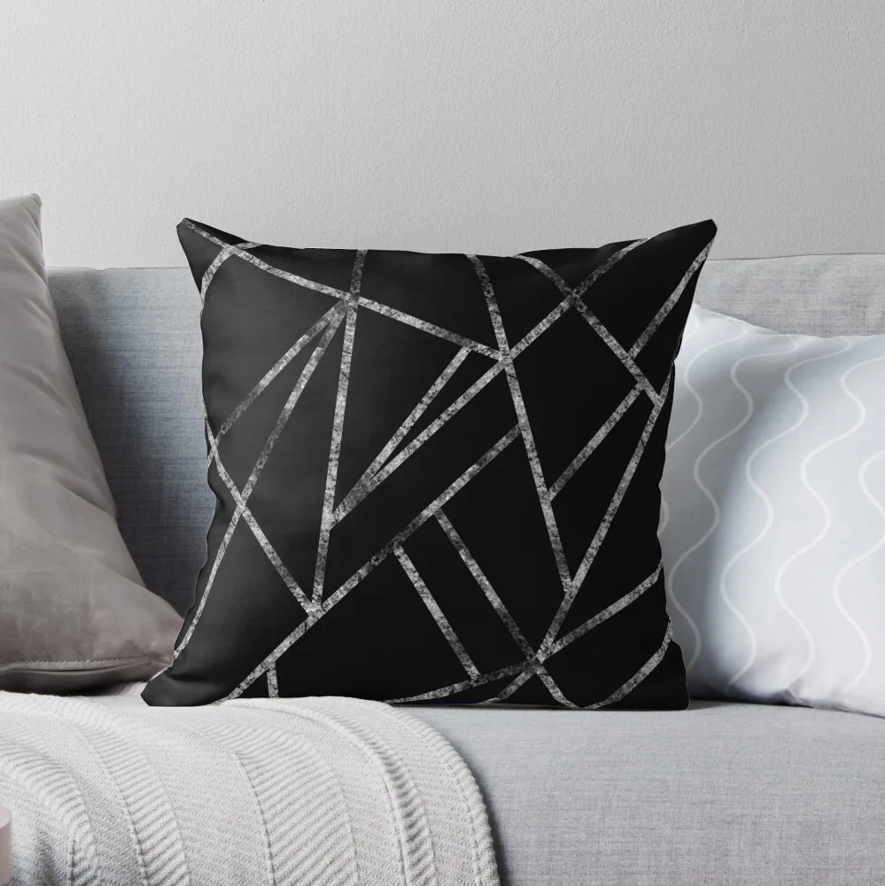 קלאסי שחור כסף גיאוגרפי #1 #גיאומטריות #עיצוב #אמנות לזרוק כרית של כרית המיטה כריות הספה כרית כיסוי Cusions כיסוי
