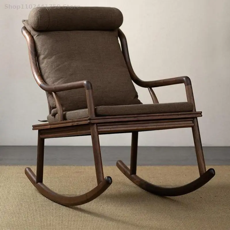 סיני חדש כסא נדנדה מעץ מלא סלון מרפסת משענת הספה צפון אגוז אמריקאי מזדמן יושב בבית הכסא