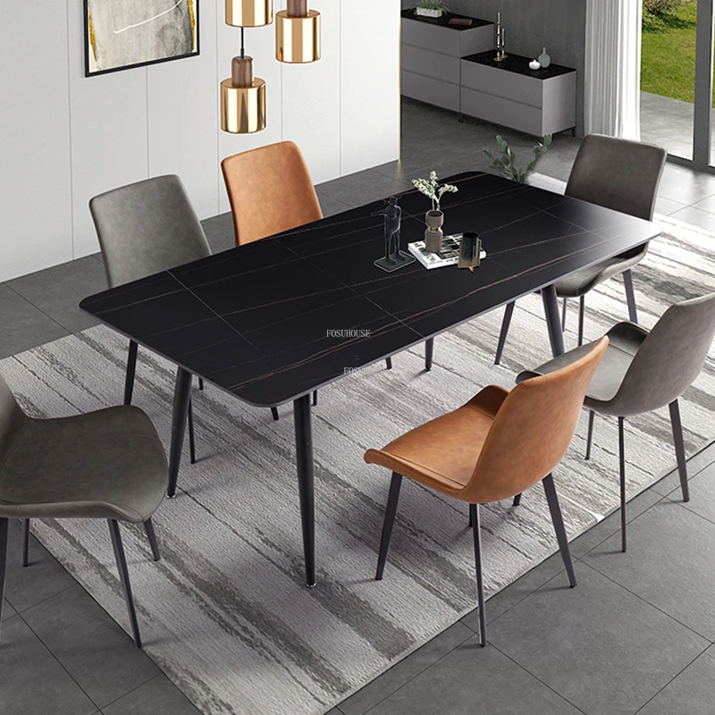 אור יוקרה רוק לוח שולחנות אוכל מודרני מינימליסטי חדר האוכל רהיטים ביתיים נורדי מלבני שולחן אוכל, כיסא