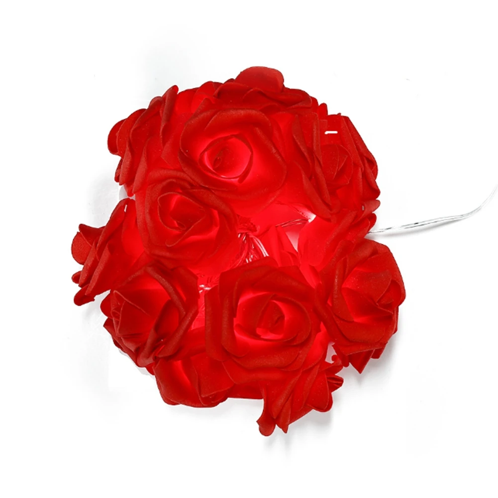 יום האהבה פרח מחרוזת אור, פרח אור, הסוללה מופעל עם 8 מצבים,שלט רחוק וטיימר קישוט(אדום)